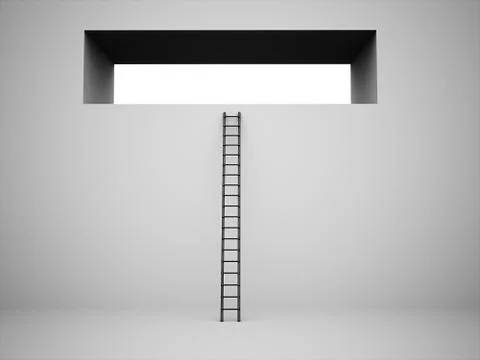 Ladder on wall hole Illustrazione stock