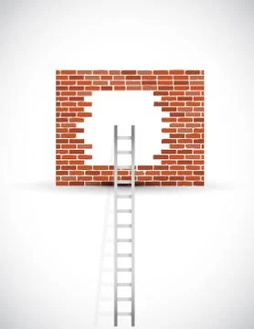 Ladder to wall illustration design Illustrazione stock