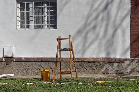 Ladder wall paint Stock Photos