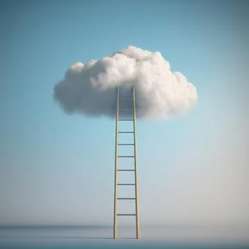 Ladder to the white cloud. 3d render イラスト素材
