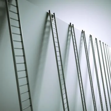 Ladders along the wall Illustrazione stock