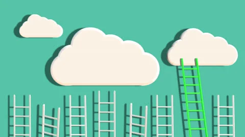 Ladders to the Clouds. Alpha Matte Stock Footage 22641665
