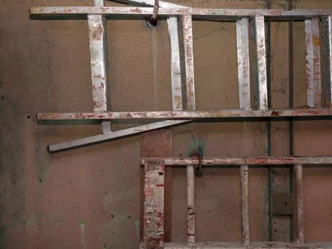 Ladders In Garage Stockfoto's