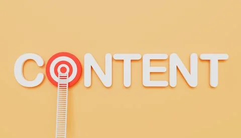 Ladders leaning on Content written eye target on wall pastel color background 스톡 일러스트