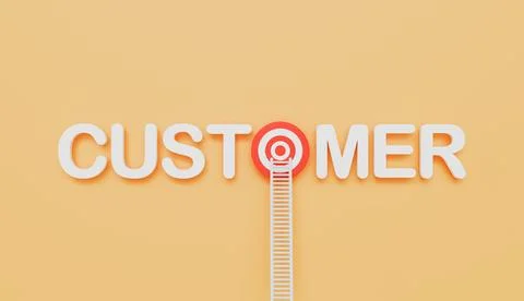 Ladders leaning on Customer written eye target on wall pastel color background 스톡 일러스트