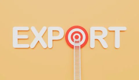 Ladders leaning on Export written eye target on wall pastel color background 스톡 일러스트