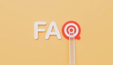 Ladders leaning on FAQ written eye target on wall pastel color background 스톡 일러스트