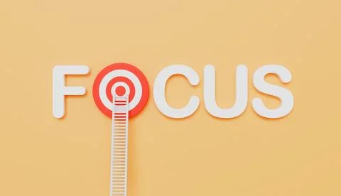 Ladders leaning on focus written eye target on wall pastel color background Stock Illustration