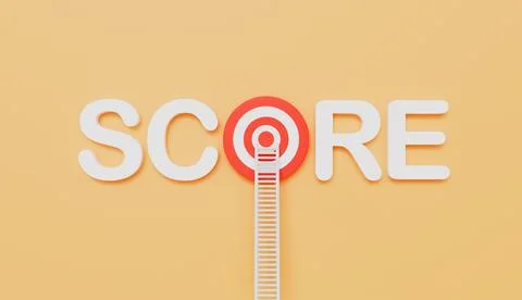 Ladders leaning on Score written eye target on wall pastel color background 스톡 일러스트