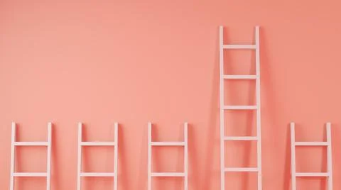 Ladders on pink wall Stock Illustration