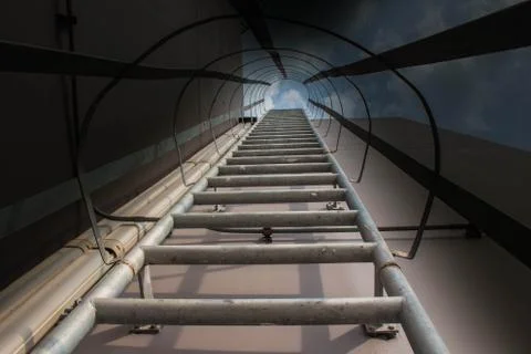 Ladders with a view below. Stock Photos