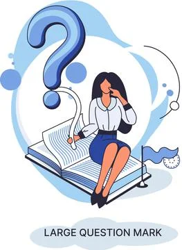 Ladge question mark. Problem and solution concept metaphor. Ask questions. FAQ Stockillustratie