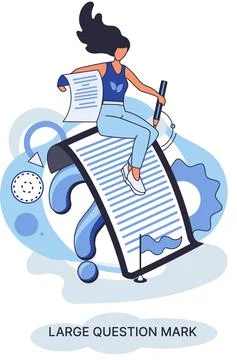 Ladge question mark. Problem and solution concept metaphor. Ask questions. FAQ Illustrazione stock