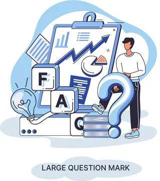 Ladge question mark. Problem and solution concept metaphor. Ask questions. FAQ 스톡 일러스트