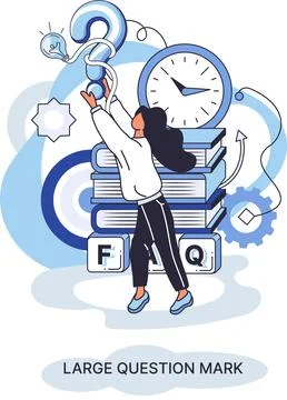 Ladge question mark. Problem and solution concept metaphor. Ask questions. FAQ Stockillustratie