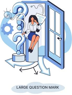 Ladge question mark. Problem and solution concept metaphor. Ask questions. FAQ 스톡 일러스트