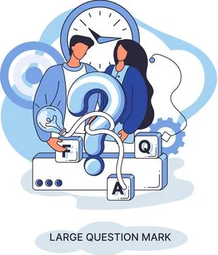 Ladge question mark. Problem and solution concept metaphor. Ask questions. FAQ Stock Illustration