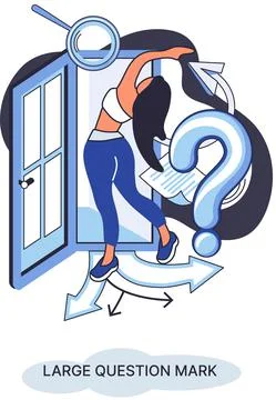 Ladge question mark. Problem and solution concept metaphor. Ask questions. FAQ Stockillustratie