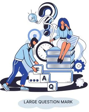 Ladge question mark. Problem and solution concept metaphor. Ask questions. FAQ 스톡 일러스트