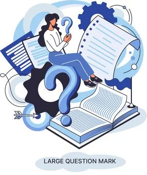 Ladge question mark. Problem and solution concept metaphor. Ask questions. FAQ Stock Illustration