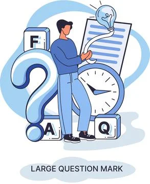 Ladge question mark. Problem and solution concept metaphor. Ask questions. FAQ 스톡 일러스트