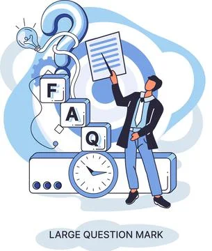 Ladge question mark. Problem and solution concept metaphor. Ask questions. FAQ 스톡 일러스트