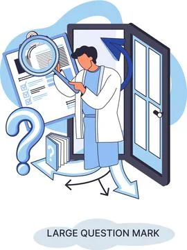 Ladge question mark. Problem and solution concept metaphor. Ask questions. FAQ 스톡 일러스트