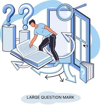 Ladge question mark. Problem and solution concept metaphor. Ask questions. FAQ 스톡 일러스트
