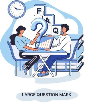 Ladge question mark. Problem and solution concept metaphor. Ask questions. FAQ 스톡 일러스트