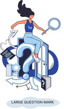 Ladge question mark. Problem and solution concept metaphor. Ask questions. FAQ 스톡 일러스트
