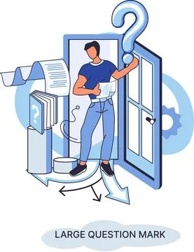 Ladge question mark. Problem and solution concept metaphor. Ask questions. FAQ Stockillustratie