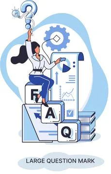 Ladge question mark. Problem and solution concept metaphor. Ask questions. FAQ 스톡 일러스트
