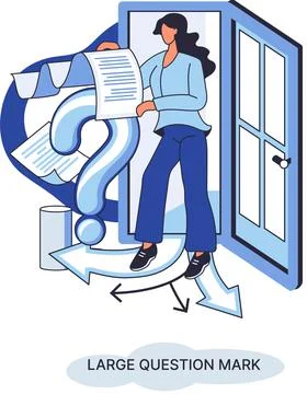 Ladge question mark. Problem and solution concept metaphor. Ask questions. FAQ 스톡 일러스트