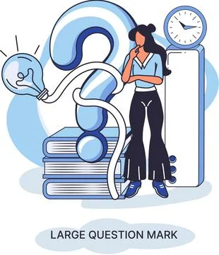Ladge question mark. Problem and solution concept metaphor. Ask questions. FAQ Illustrazione stock