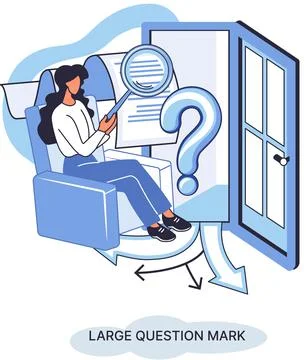 Ladge question mark. Problem and solution concept metaphor. Ask questions. FAQ Stockillustratie