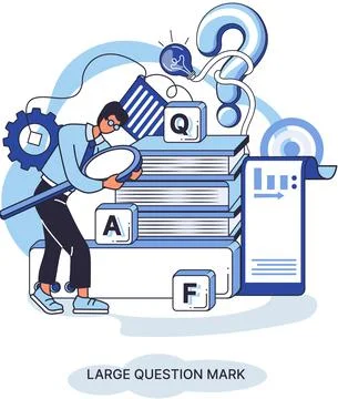 Ladge question mark. Problem and solution concept metaphor. Ask questions. FAQ Illustrazione stock