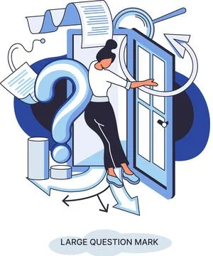 Ladge question mark. Problem and solution concept metaphor. Ask questions. FAQ イラスト素材