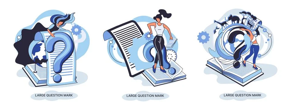 Ladge question mark. Problem and solution concept metaphor. Ask questions. FAQ イラスト素材