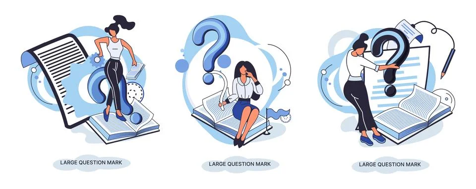 Ladge question mark. Problem and solution concept metaphor. Ask questions. FAQ Stock Illustration