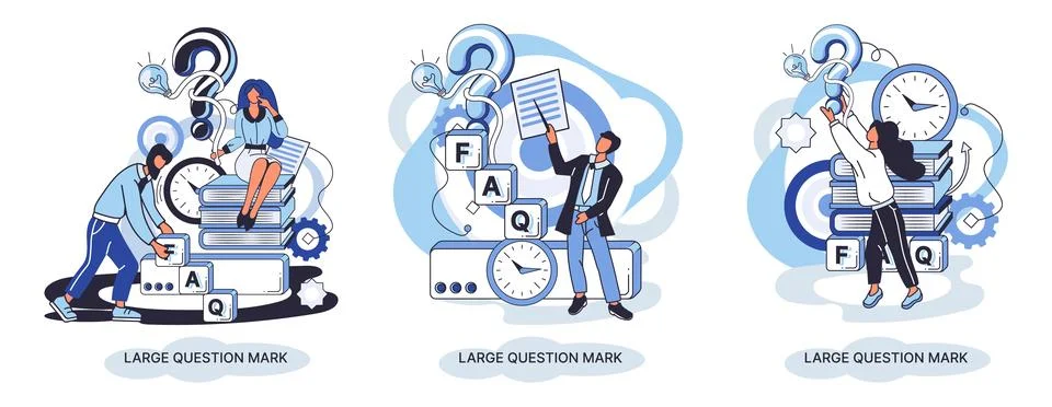 Ladge question mark. Problem and solution concept metaphor. Ask questions. FAQ Illustrazione stock