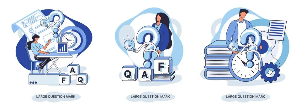 Ladge question mark. Problem and solution concept metaphor. Ask questions. FAQ イラスト素材