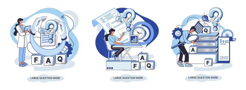 Ladge question mark. Problem and solution concept metaphor. Ask questions. FAQ Stock Illustration