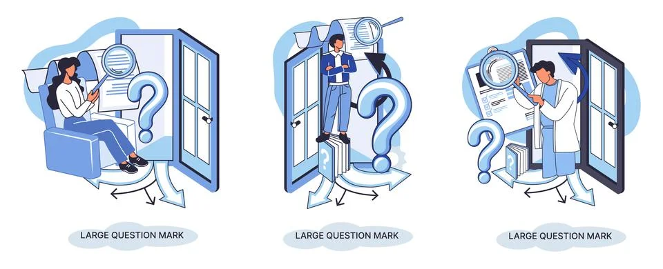 Ladge question mark. Problem and solution concept metaphor. Ask questions. FAQ Stock Illustration