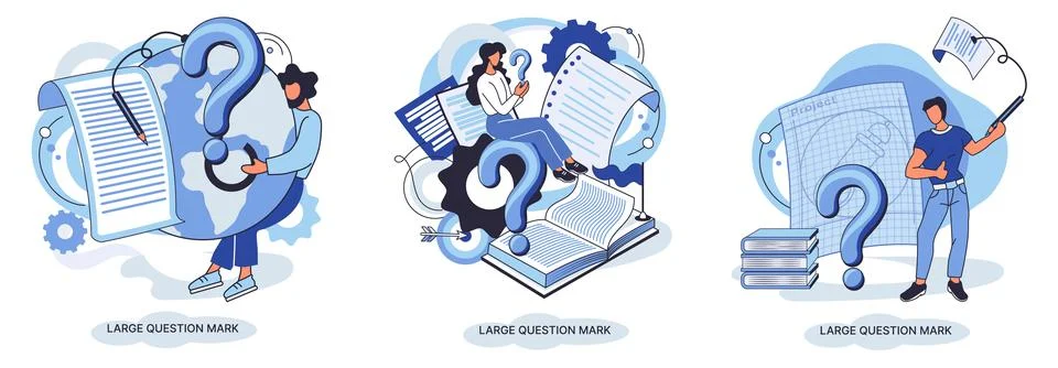 Ladge question mark. Problem and solution concept metaphor. Ask questions. FAQ Stock Illustration