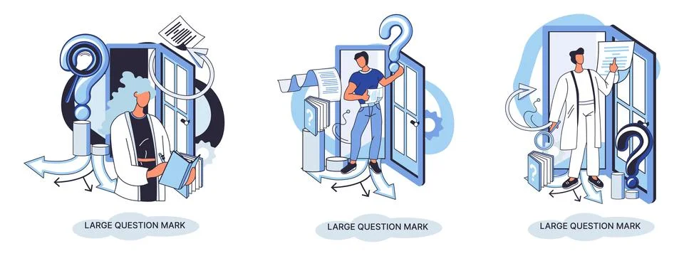 Ladge question mark. Problem and solution concept metaphor. Ask questions. FAQ 스톡 일러스트