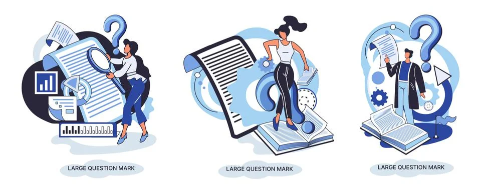 Ladge question mark. Problem and solution concept metaphor. Ask questions. FAQ Stock Illustration