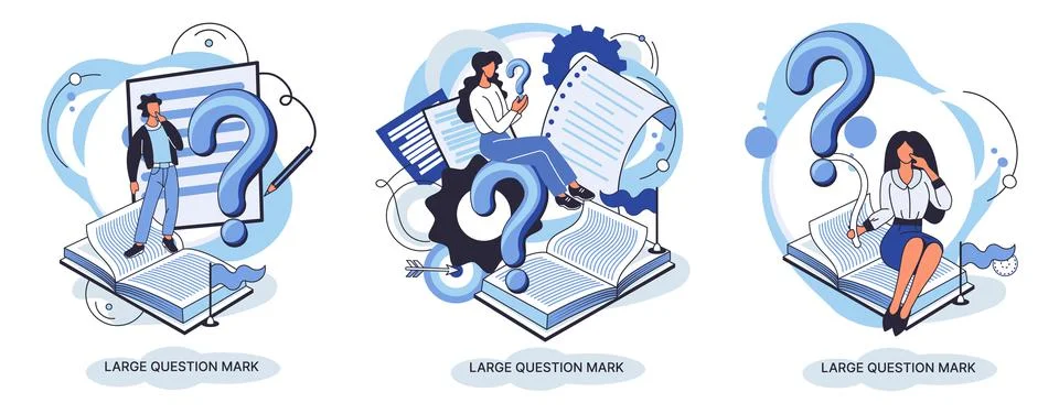 Ladge question mark. Problem and solution concept metaphor. Ask questions. FAQ Stock Illustration