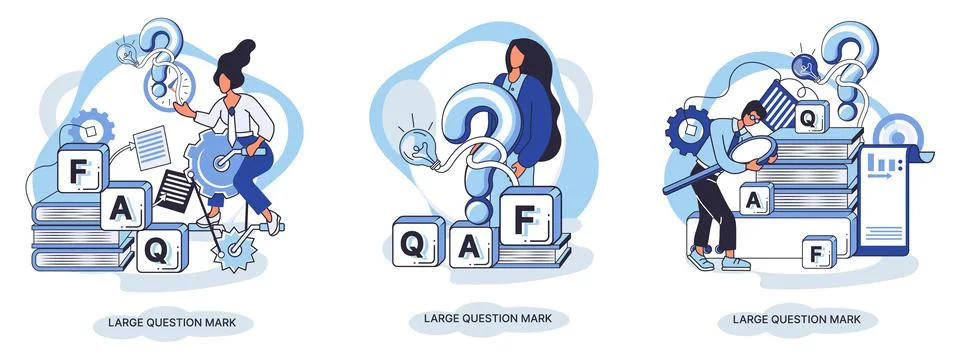 Ladge question mark. Problem and solution concept metaphor. Ask questions. FAQ 스톡 일러스트