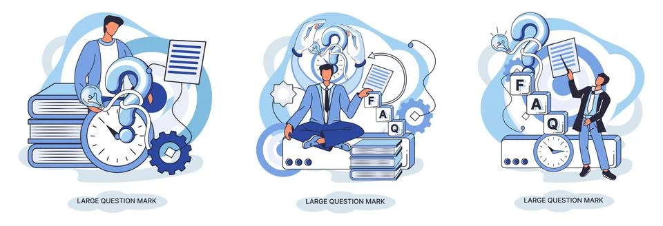 Ladge question mark. Problem and solution concept metaphor. Ask questions. FAQ Stock Illustration