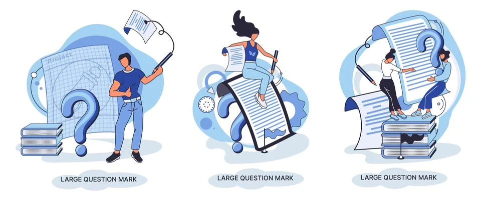 Ladge question mark. Problem and solution concept metaphor. Ask questions. FAQ Stock Illustration